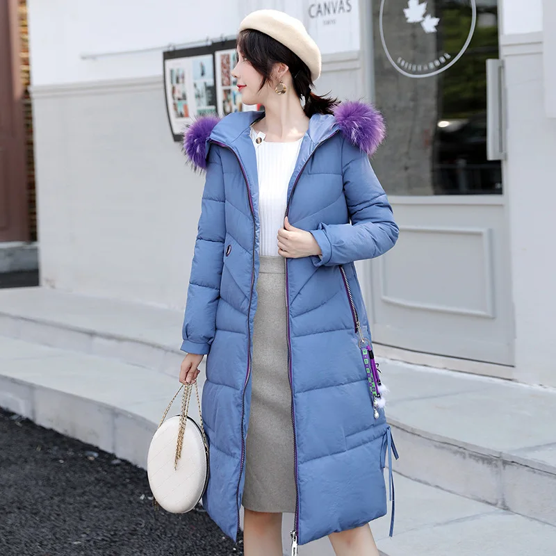 

2019 Winter New Style Korean-style Mid-length Loose-Fit Waist Hugging Pike down Feather Cotton-padded Clothes WOMEN'S Coat