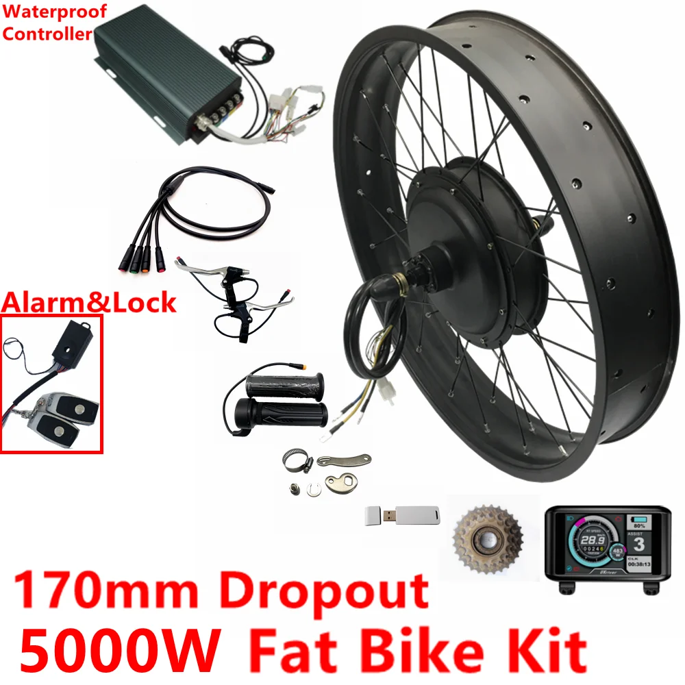 170mm dropout 72v 5000W Fat Bike Kit con allarme e blocco motore ruota  posteriore Kit di conversione bici elettrica grassa Sabvoton programmabile|Electric  Bicycle Motor| - AliExpress