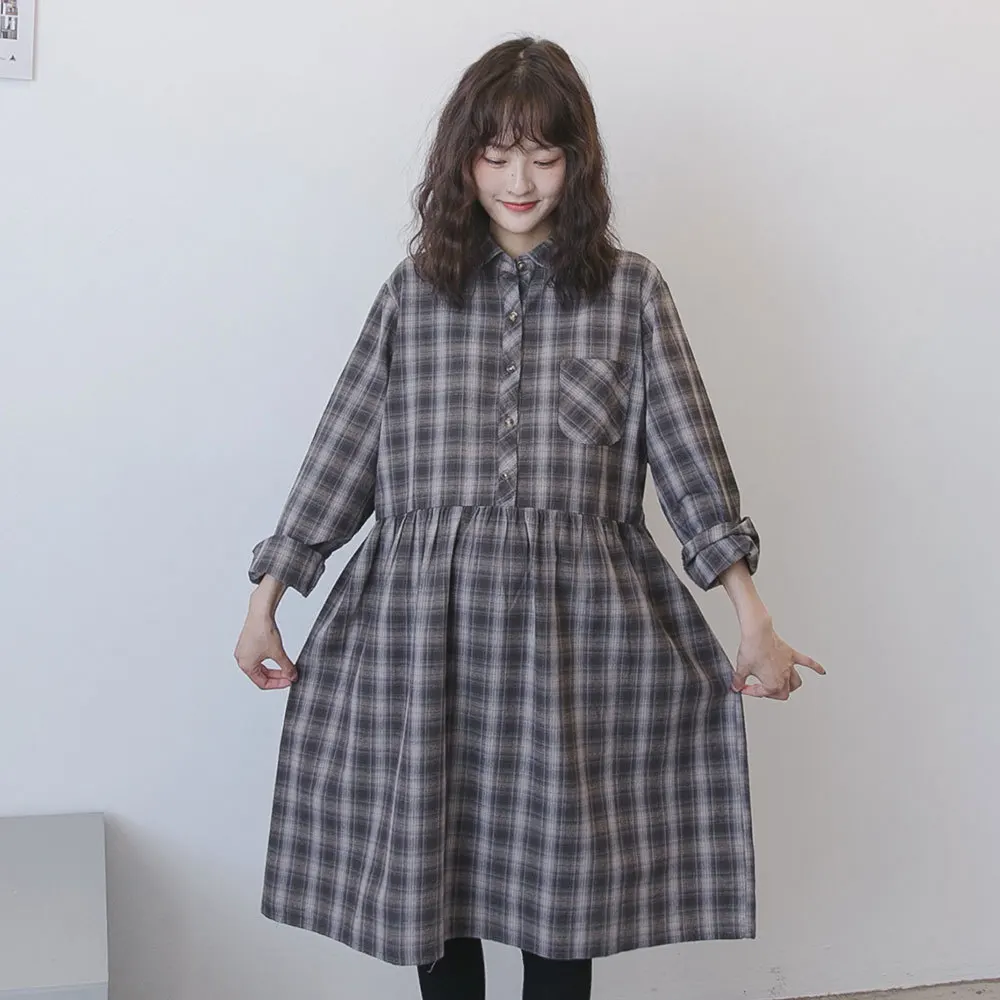 Осенние платья для беременных Vestido, элегантное платье с длинными рукавами, клетчатая рубашка для беременных, свободная модная блузка, одежда, Топ - Цвет: Grey