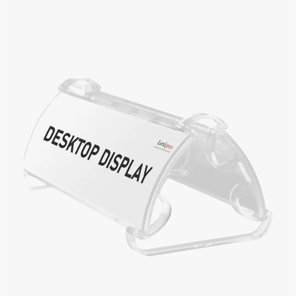 Double Sided Office Famous Brand Name Card Sign Frame Clear Plastic Price Tag Product Introduction Display Stand 2pcs