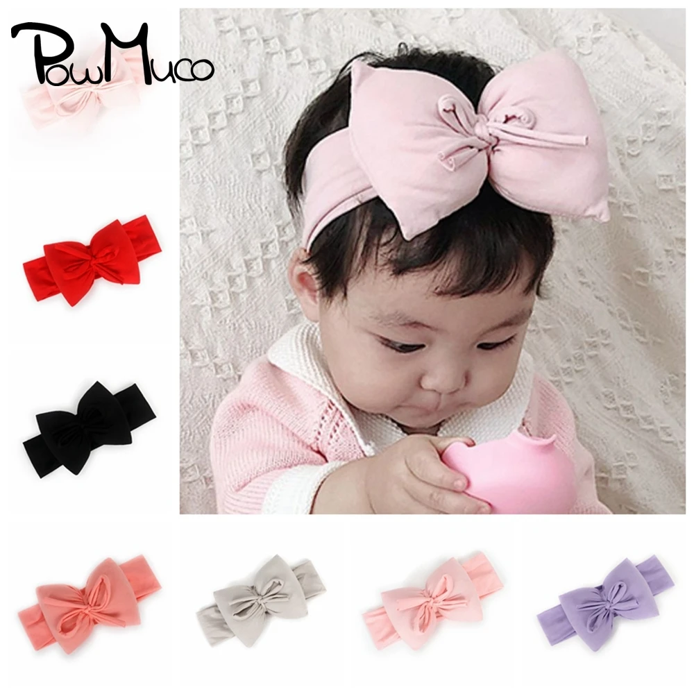 

Powmuco 1 PCS Comfortable Soft Cotton Infant Headband Solid Color Handmade Bowknot Baby Elastic Hairband Kids Hair Accessories