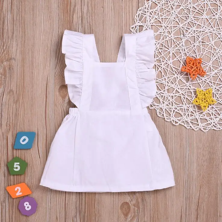 JOYINPARTY Summer Casual Cute Infant Kids Baby Girl Summer Solid Color Ruffle Princess Party Dress Clothes - Цвет: Белый