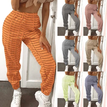 

Women Print Pants High Waist Sweatpants Elastic Waist Trousers Casual Loose Pants Women Streetwear dropship wholesale