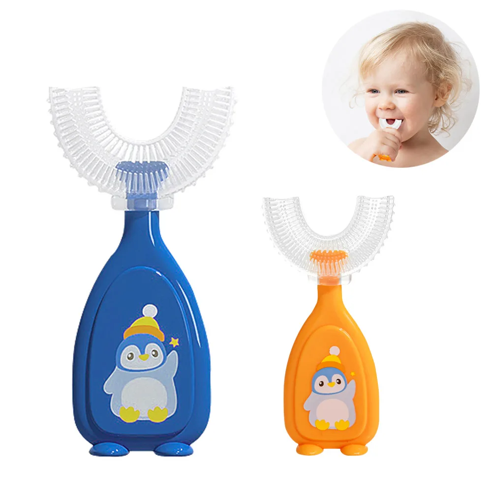 

Children U-Shape Toothbrush with Handle Toddler Manual Toothbrush Soft Brush for Teeth Baby Oral Cleaning Tool Silicone Brush
