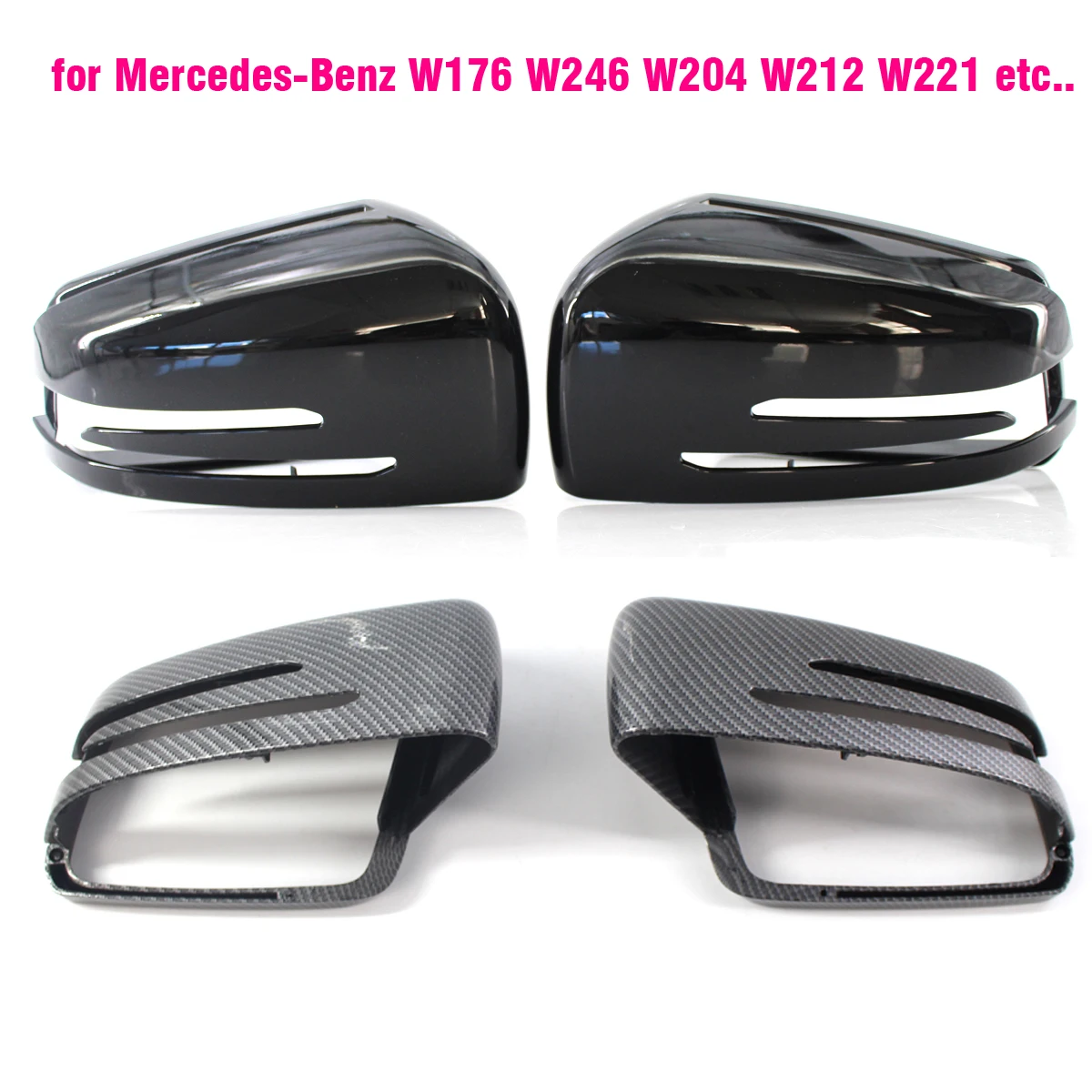 Rear view Mirror Covers For Mercedes-Benz W204 E W212 W176 W246 CLS C218 GLA X156 ABS Carbon Fiber Gloss Black