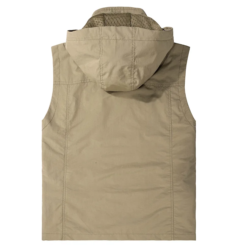 7XL Multi Pocket Hooded Fishing Vest Spring Summer Thin Mesh Breathable Leisure Sports Waistcoat Men Outdoor Hiking Travel Vests fisherman vest