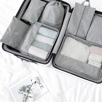 

7PCS Travel Storage Bag Underwear Finishing Portable Waterproof Bag Travel Luggage Wardrobe Container Organizer Shoes Partition