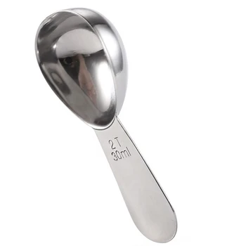 

New For Kitchen 15ml/30ml Stainless Steel Coffee Measuring Spoon With Scale Measuring Spoon 2mm Thickness Heathful Kitchen Tool