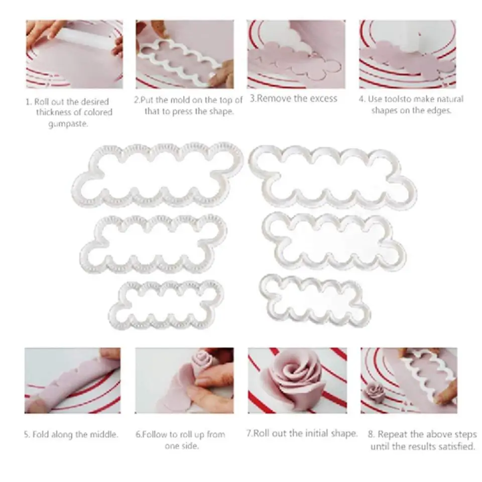 9pcs Roses Carnations Peony 3d Petal Cake Cutter Flower Fondant Icing Tool Decoreren Schimmel Diy Bakaccessoires Een