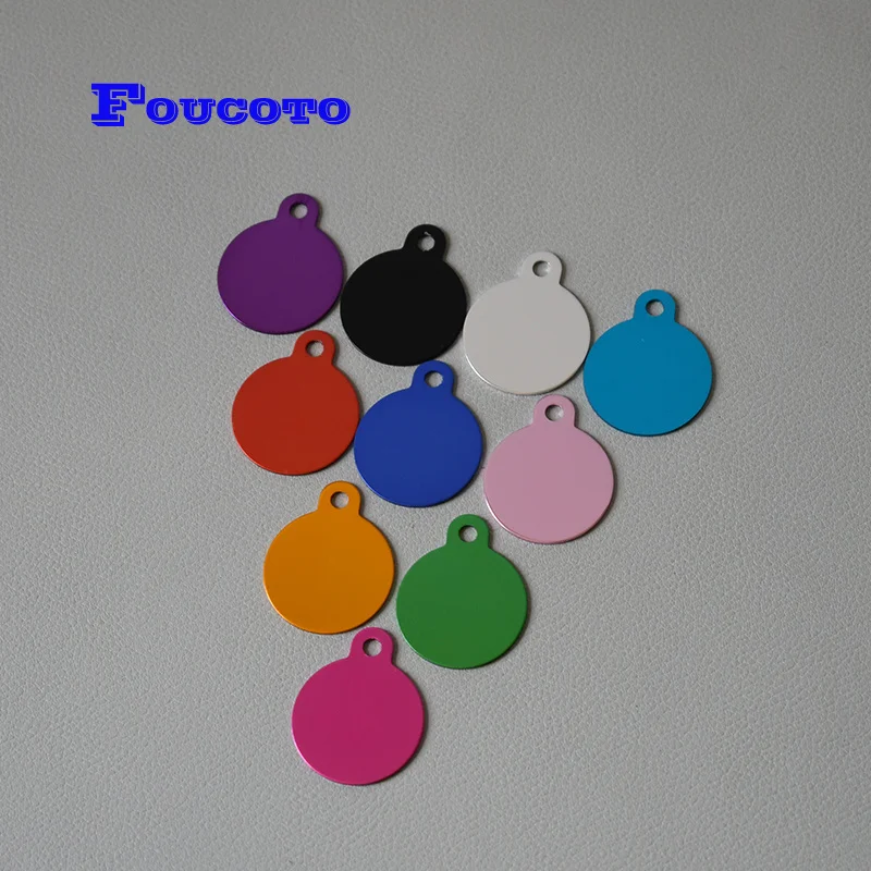 200pcs metal dog id tags blank dog tags round shape aluminum nameplate engraved name phone logo pet collar harness pendant