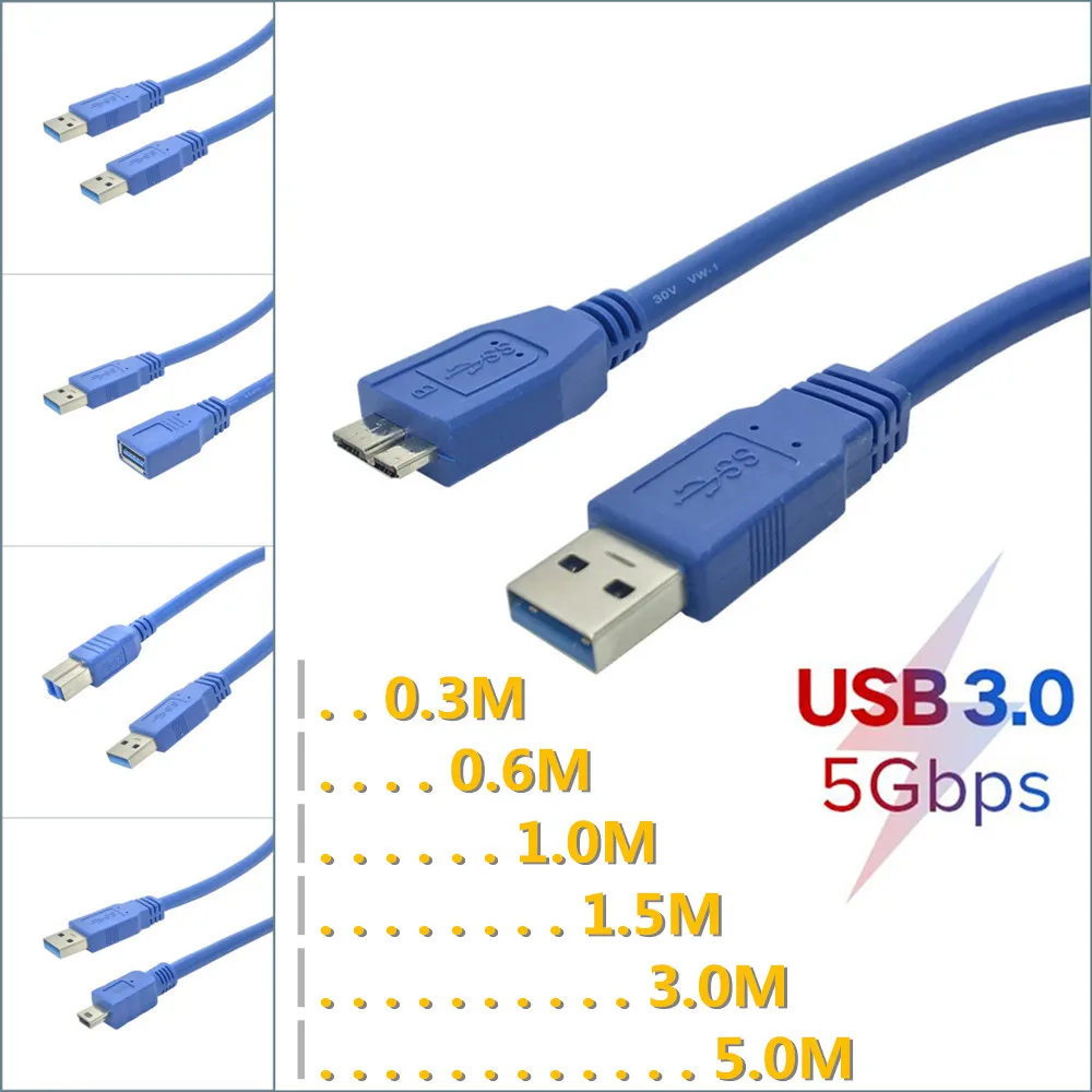USB кабель Быстрая скорость USB 3,0 тип A к Мини/Микро Женский кабель синхронизации данных удлинитель для внешнего жесткого диска принтера