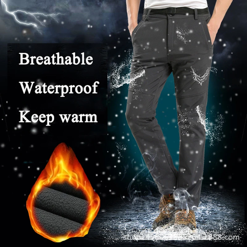 Растягивающиеся уличные мужские и женские лыжные брюки, теплые флисовые походные лыжные брюки, флисовые термо треккинговые ветрозащитные водонепроницаемые брюки