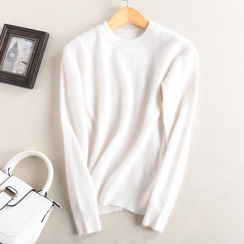Women Sweater 100% Pure Mink Cashmere Knitting Soft Pullovers Winter 10Colors O-neck Ladies Jumpers Woman Sweaters Clothes