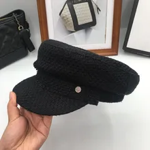 Новая вязаная шапка для студентов на весну и осень, M стандартная плоская шапка, темно-синяя шапка, Джокер, козырьки