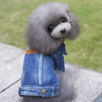 

New Pet Dog Jeans Jacket Coat Two Legs Puppy Dog Clothes Small Medium Dog Poodle Classic Jeans Handsome Autumn Casual Clothing