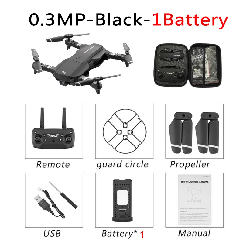 0.3MP Black 1B Bag F62 новейший мини-Дрон 4K Wifi HD широкоугольная камера Радиоуправляемый Дрон оптический поток контроль жестов следование Квадрокоптер обратно в Shcool игрушка - Цвет: 0.3MP Black 1B Bag