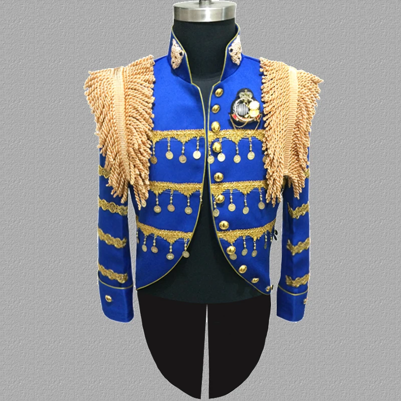 Готический мужской фрак Epaulette, винтажный костюм стимпанк барабанщика, куртка, рок-платье, Униформа, сценический драма, металлический костюм, Homme S-XXXL