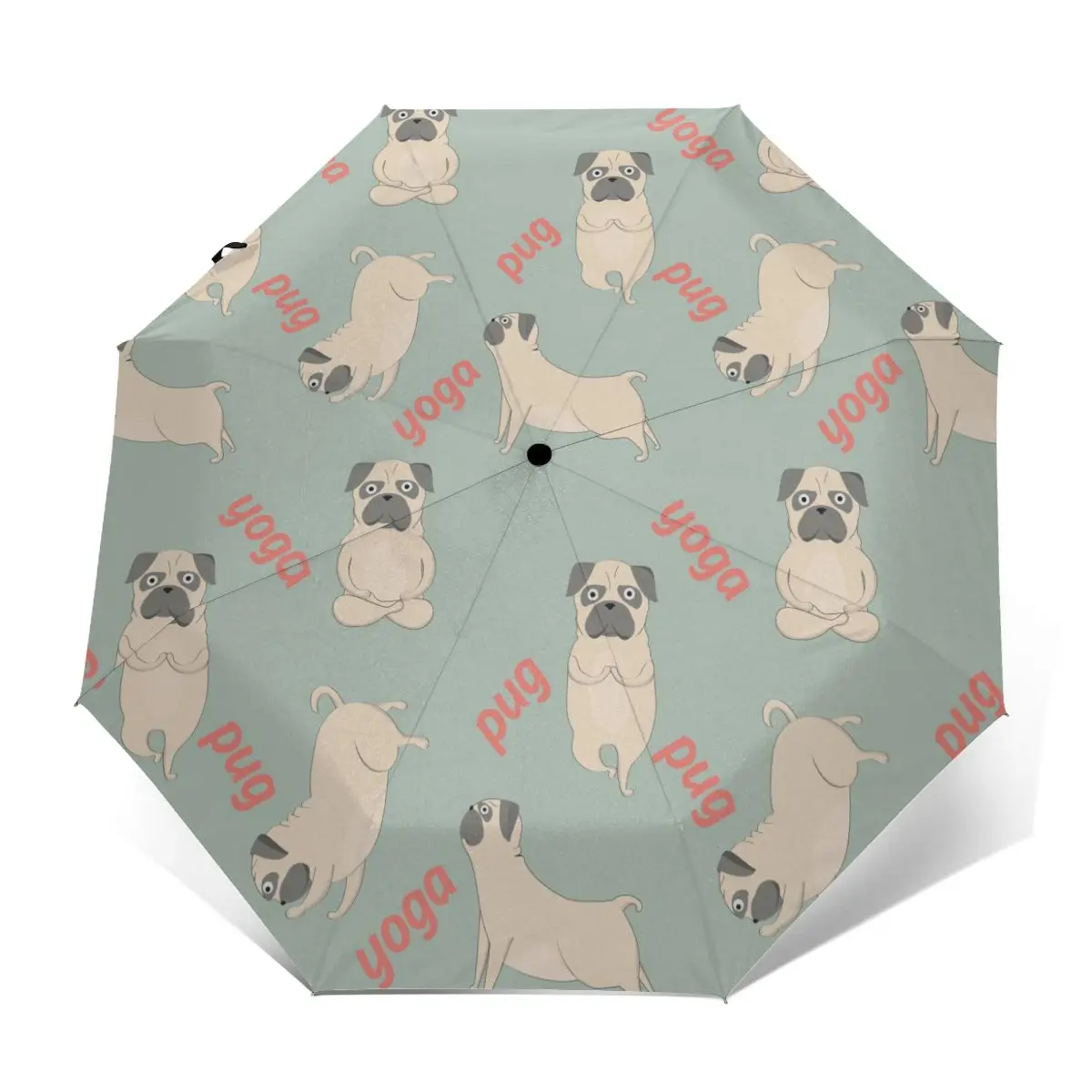 Meditation Yoga Pug Dog Windproof Automatic Folding Inverted Umbrella Portable Paraguas for Man Woman | Дом и сад