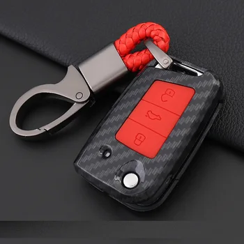 

Carbon Fiber Car Key Case Bag Cover For Volkswagen VW Golf 7 MK7 Tiguan Touran 2017 For Skoda Octavia A7 RS For Seat Leon Ibiza