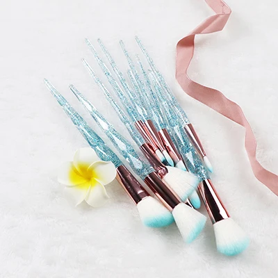 Crystal Blue Dighealth 10 шт. Единорог макияж кисти набор профессиональных с украшением в виде кристаллов спиральная ручка пудра Make Up кисть, косметические инструменты - Handle Color: Crystal Blue