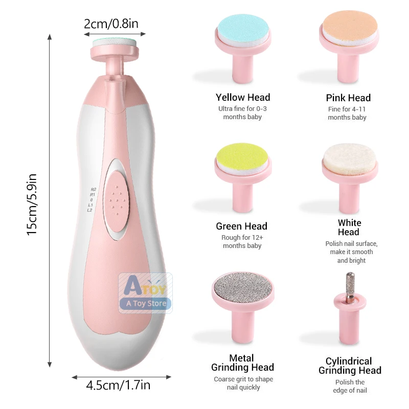 Детский электрический шлифовальный станок для ногтей, триммер для ногтей с защитой от царапин, машинка для стрижки ногтей для новорожденных, набор для ухода за ребенком