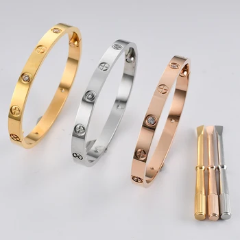 

J.hangke Titanium Steel Couple Jewelry Screw Love Bangles Bracelets Women Men Femme Bijoux Pulseira Screwdriver