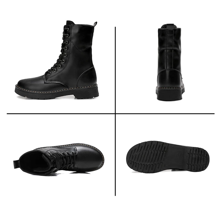 Ботинки на шнуровке мужская обувь с высоким берцем на осень, хлопковая обувь зимние ботинки в стиле милитари мужские черные ботинки в английском стиле