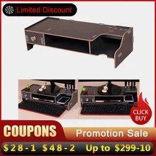 Деревянный монитор, подставка для ноутбука, держатель, органайзер для компьютерного стола, клавиатура, мышь, слоты для хранения, для офиса, школьная, для учителя