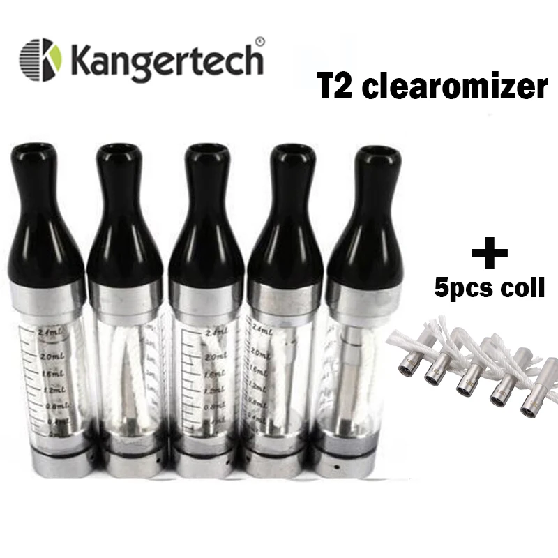 5 шт./лот kanger T2 атомайзер 2 4 мл t2 клиромайзер бак с 510 эго резьбой CC чистый
