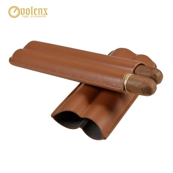 

VOLENX Travel Humidor 2-Finger Leather Cigar Case Mini Pocket Cigarette Storage Box For Party 2 Tubes Holder Cigar Accessories