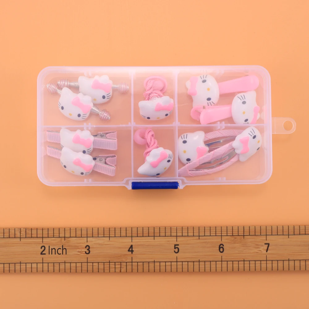 На возраст от 4 до 10 лет шт./компл. милый рисунок «Hello Kitty» набор аксессуаров для волос для девочек Заколки для волос резинки для волос в верхней части коробка для хранения подарок на день рождения для детей Лидер продаж