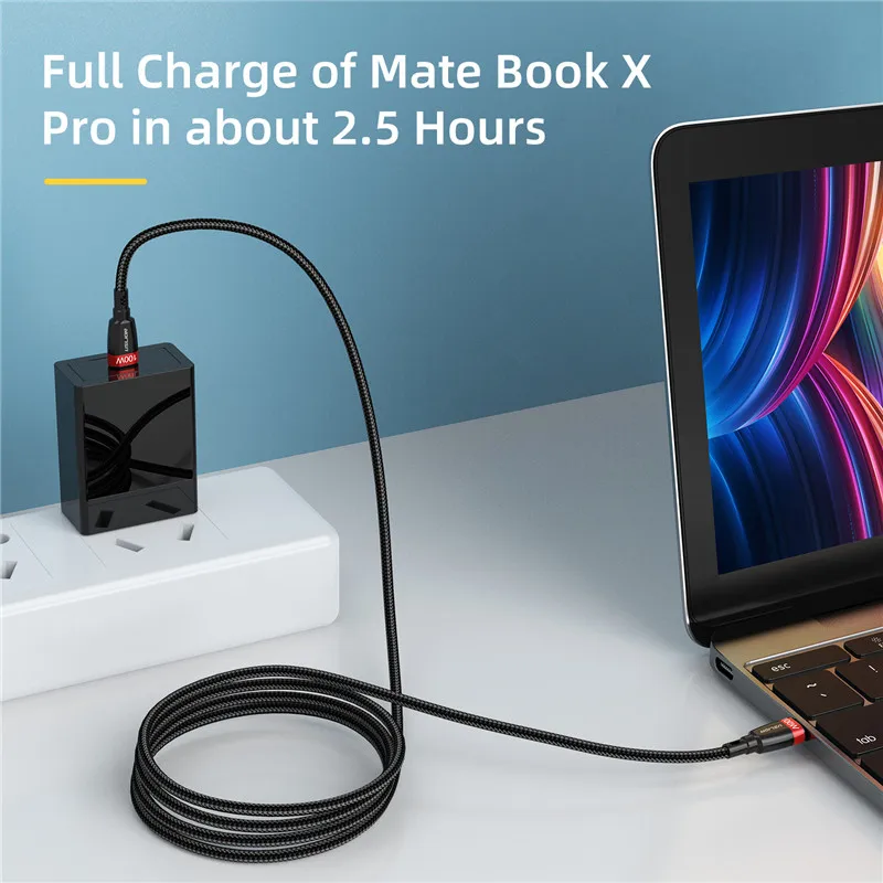 USB кабель USLION PD 100 Вт для быстрой зарядки 2 м Type C Xiaomi Samsung S9 быстрая зарядка 4 0 MacBook Pro