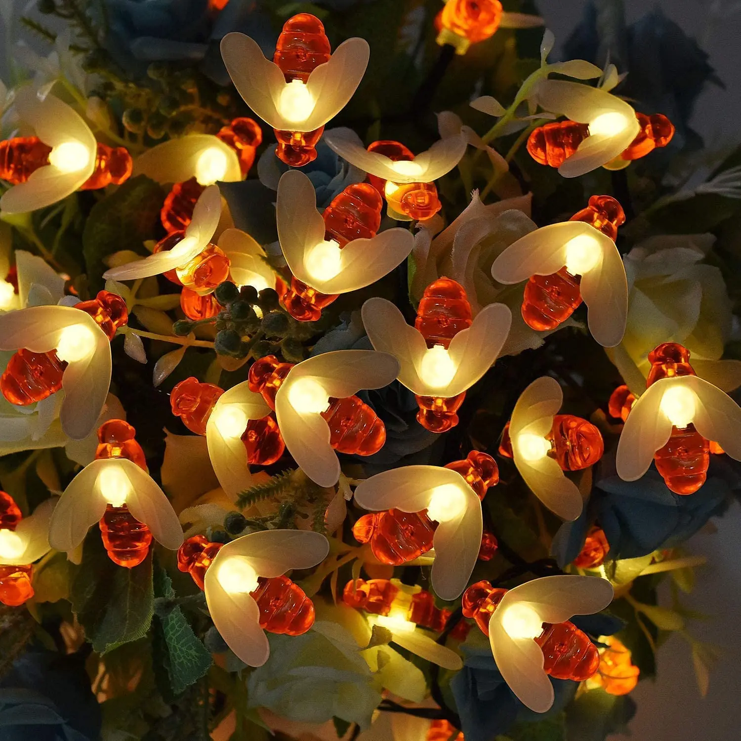 10/20/30/40/50leds Battery Operated Bee Shaped led String Lights Waterproof Outdoor Christmas Holiday Garden Garland Fairy light