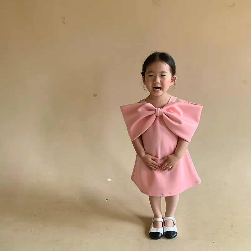 Girls Dress Princess Costume Kids Clothes Summer Dresses For Girls Children Clothing Bow Suspender Dress Summer New Girls Air Cotton Princess Dress Children 1-7Y