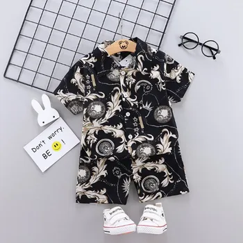

infant baby boy clothing set 2pcs newborn short sleeve flower print shirts+short pants toddler clothes boys casual costume 0-24M