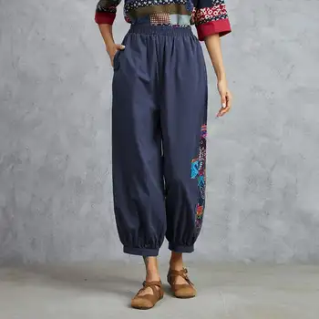 

ZANZEA Vintage Floral Printed Long Trousers Women Harem Pants Plus Size Cotton Linen Pants Loose Pantalon Palazzo Streetwear
