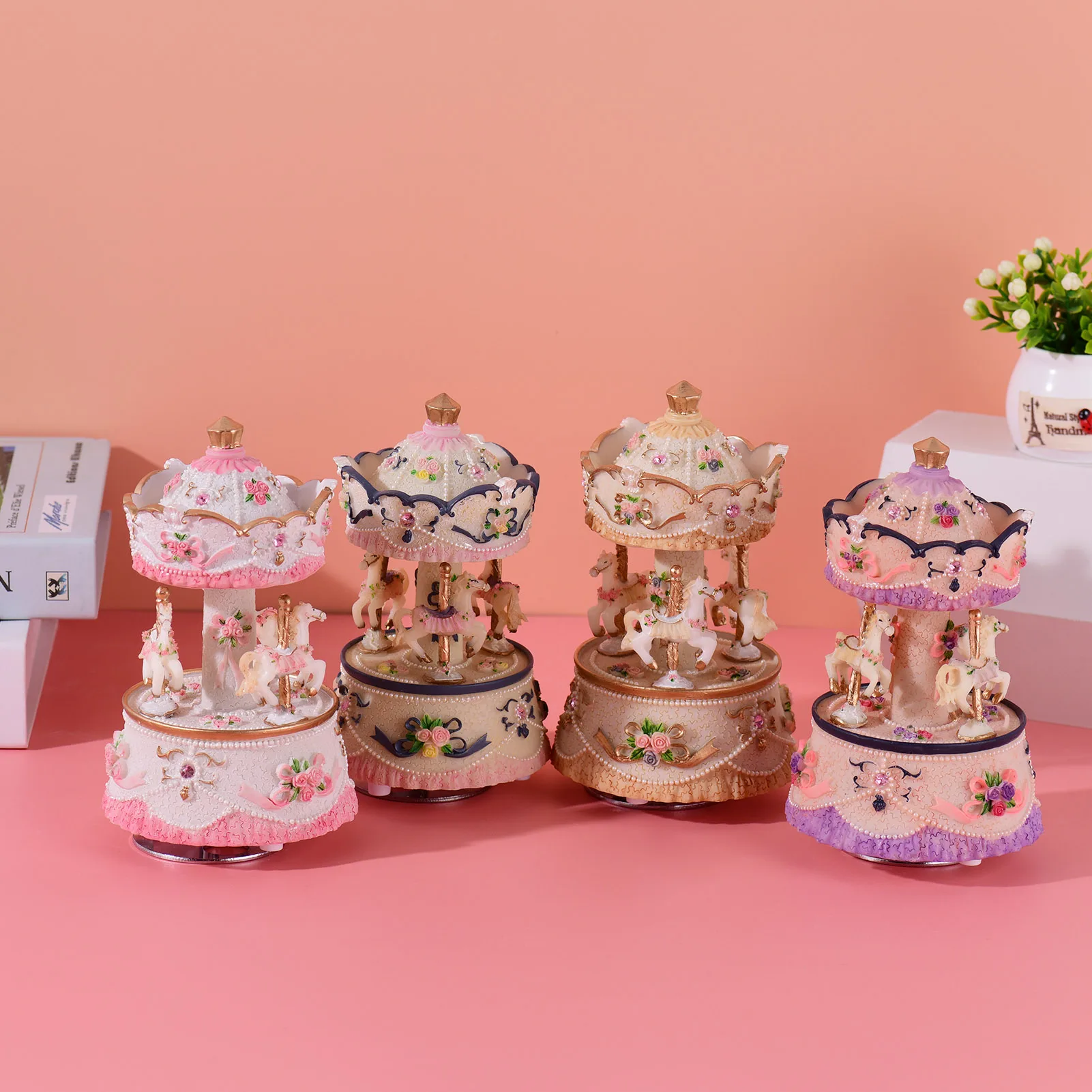 LED Carousel Music Box Merry-Go-Round Rotating Horse Music Box Toy Child Baby Gifts Carousel Music Artware Christmas Home Decor 3