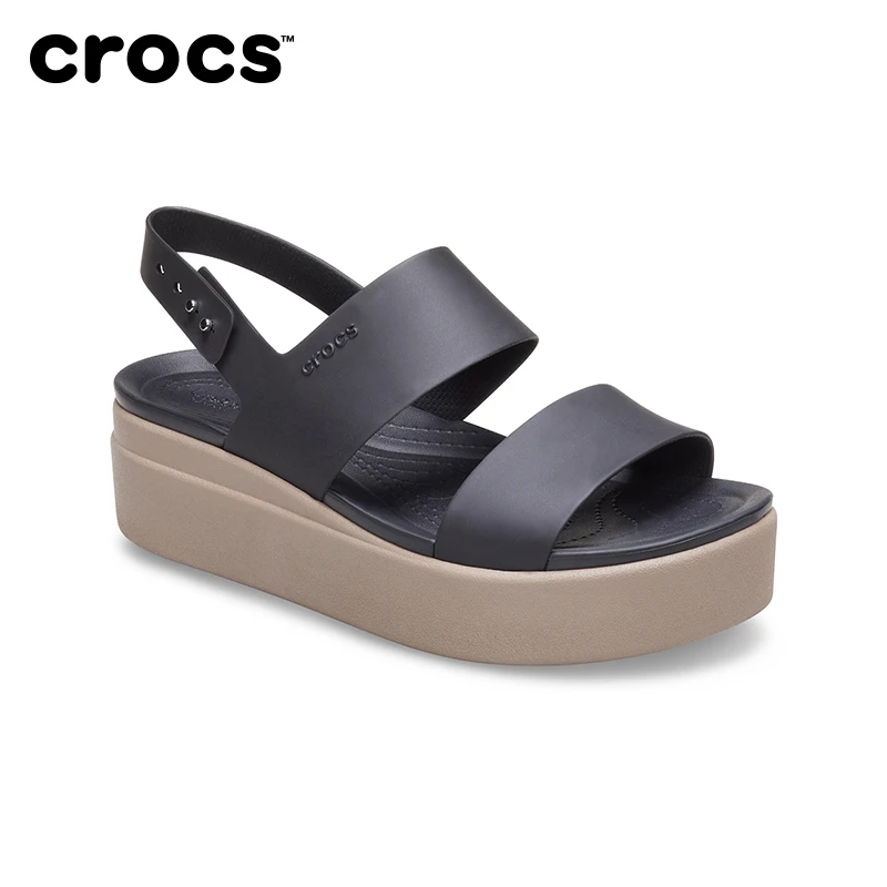 Crocs Sandalias blancas y negras para mujer, calzado de playa, cuñas de  tacón alto, firme|Sandalias de mujer| - AliExpress