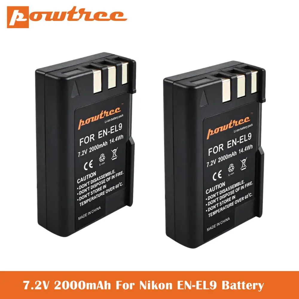 7,2 V 2000mAh EN-EL9 reemplazo de la batería para Nikon EN-EL9, EN-EL9a, EN-EL9e D40, D40x, D60, D5000, D3000 cámaras baterías