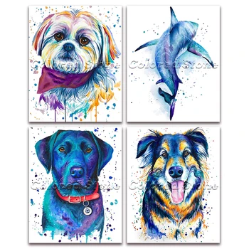 

5D Full Square Diamond painting embroidery Cross stitch Animals Dog shark labrador 3D DIY Round Drill Drawing mosaic 379