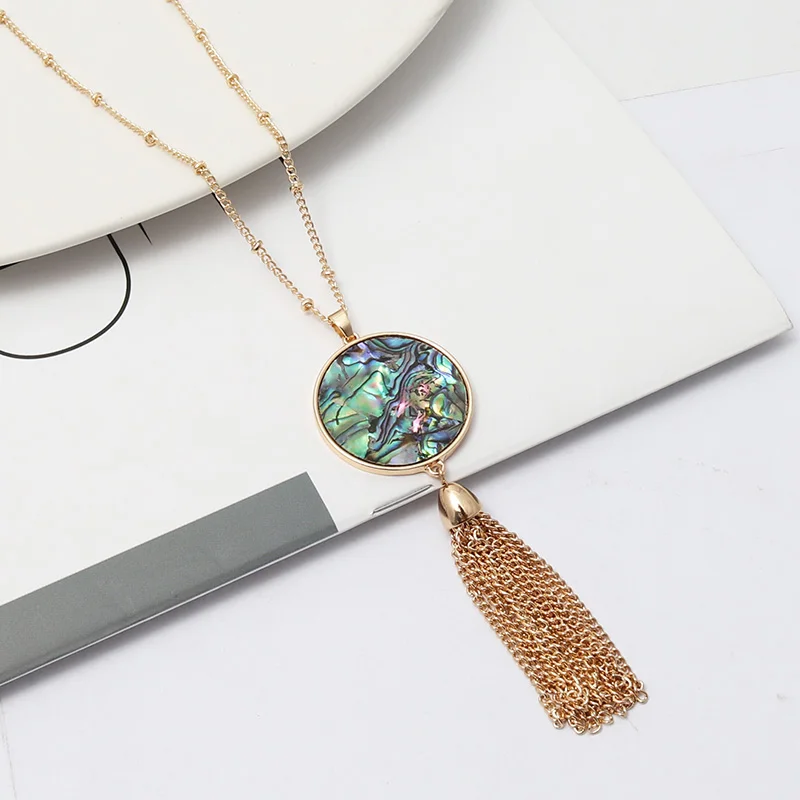 Tsssel ожерелье с подвеской, круглая соломенная Длинная кисточка для женщин и девушек - Окраска металла: No.1