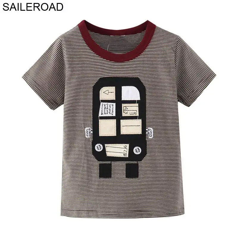 SAILEROAD/модные хлопковые футболки с космическим кораблем для мальчиков и девочек Детские футболки с мультяшным принтом топы для маленьких детей футболки, размеры от 2 до 7 лет - Цвет: 2333