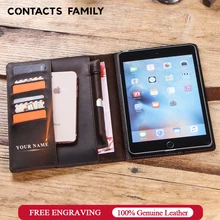 Чехол из натуральной кожи для iPad 9,7 5 6 Air 1 2 Mini MacBook Pro 9,7 10,5 11 чехол для планшета чехол-подставка с карманом для карт