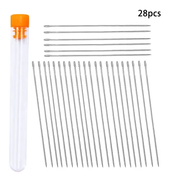 

LMDZ 28 Pcs Beading Needles, Extra Thin Seed Beads Needles Long Straight Beading Thread Needles with Needle Bottle for Jewelry