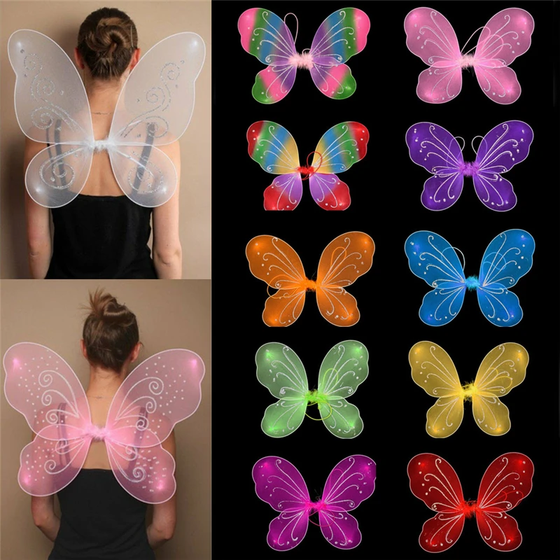 10 Colors Large Net Fairy Wings with Glitter Fancy Dress Costume Dressing Up Adult Kid 35cm*42cm | Дом и сад
