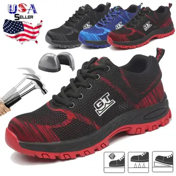 

AtreGo Safety Boots Men Safety Shoes Men And Women Steel Toe Puncture-Proof Hiking Work Sneaker Lightweight Breathable Shoes