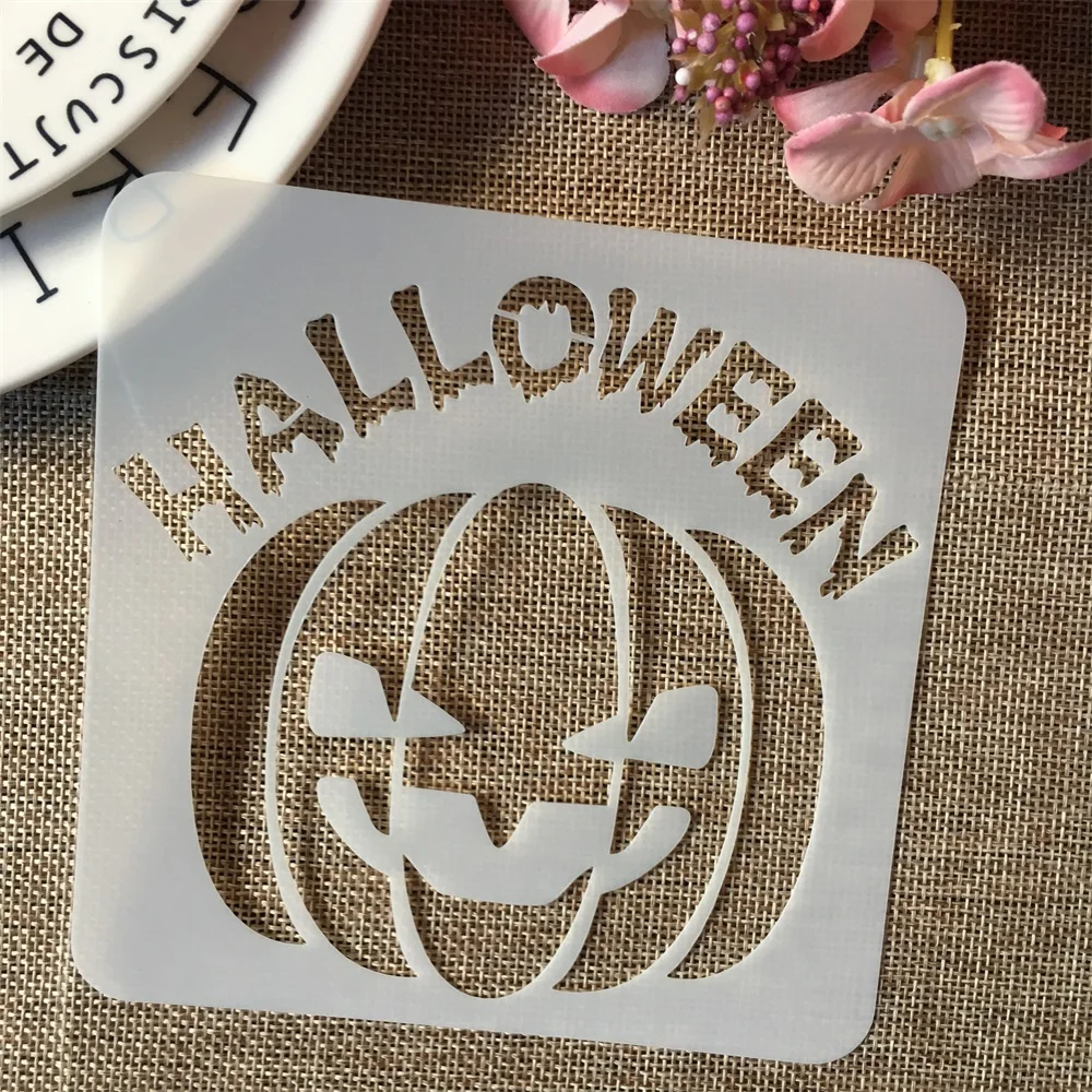 1Pcs 5*5inch Pumpkin Cartoon Halloween DIY Layering Stencils Painting Scrapbook Coloring Embossing Album Decorative Template | Дом и сад