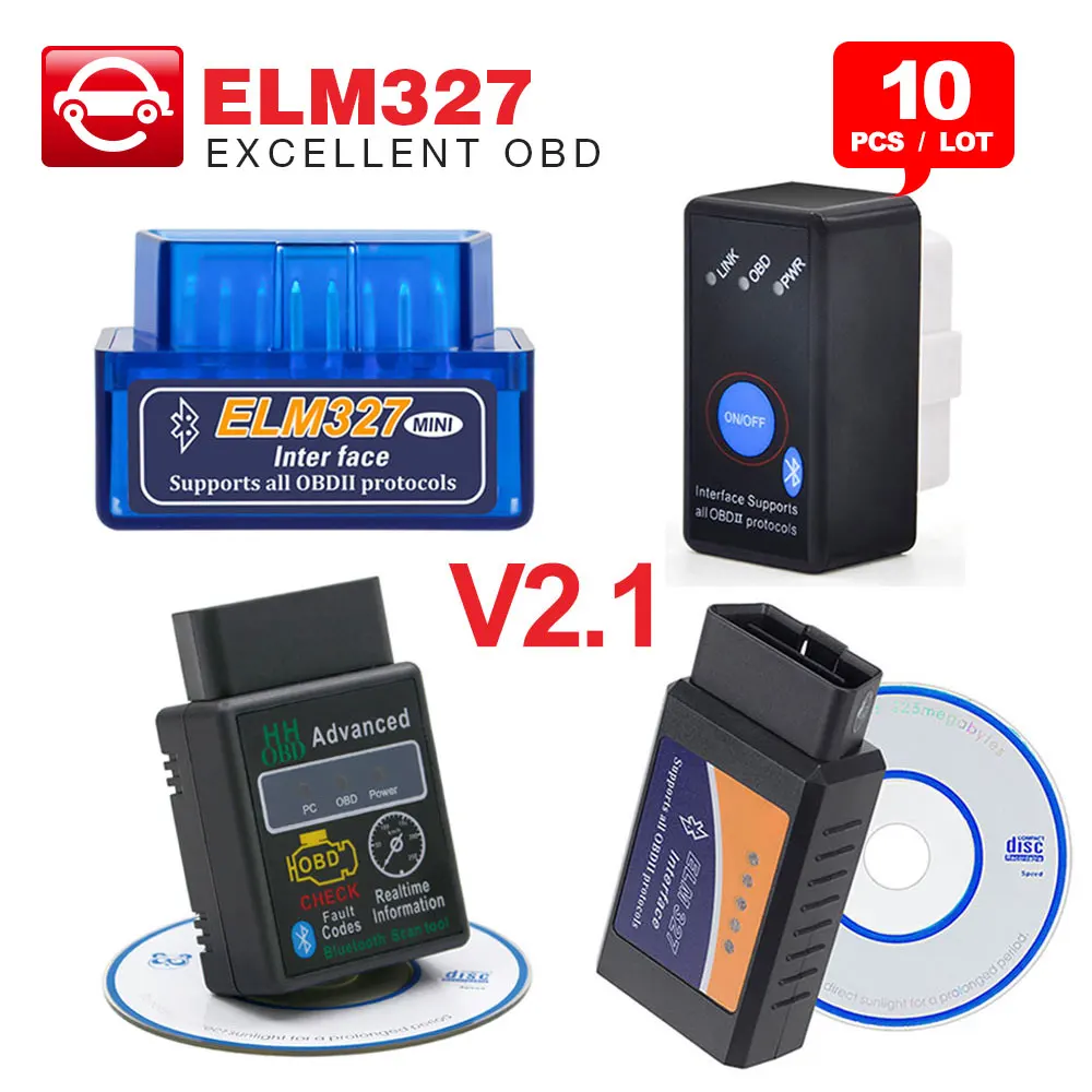 10 шт. ELM327 Bluetooth V2.1 для Android Крутящий момент OBD2 Интерфейс сканер Супер Мини ELM 327 поддерживает OBD II протоколы считыватель кодов