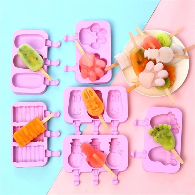 

9 kinds Silicone Ice Cream Mold With 50pcs Wood Stick Popsicle Molds with Lid DIY Homemade Ice Lolly Mold Hot Sale