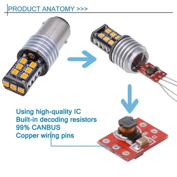 

Reverse Backup Car Light Led Lighting 2835 SMD LED Taillight Yellow Light Bulb 1156 P21W Ba15s Canbus